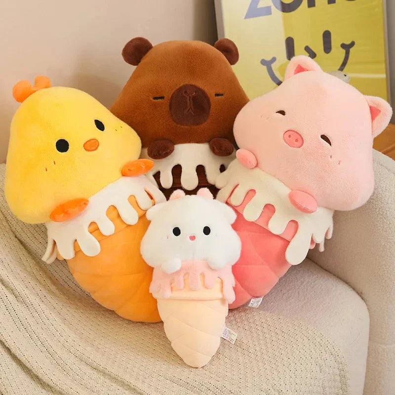 Brehn | Kawaii Eiscreme Schwein Capybara Küken Schaf Plüschfigur