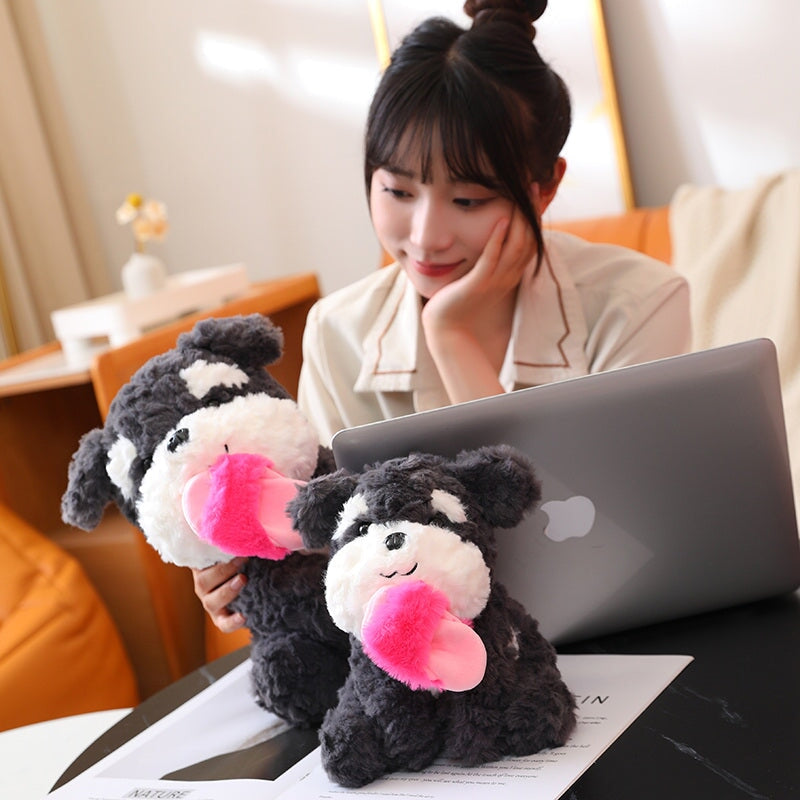 Brehn | Kawaii Sooty der schwarze flauschige Hund mit Schluffi-Plüschtier