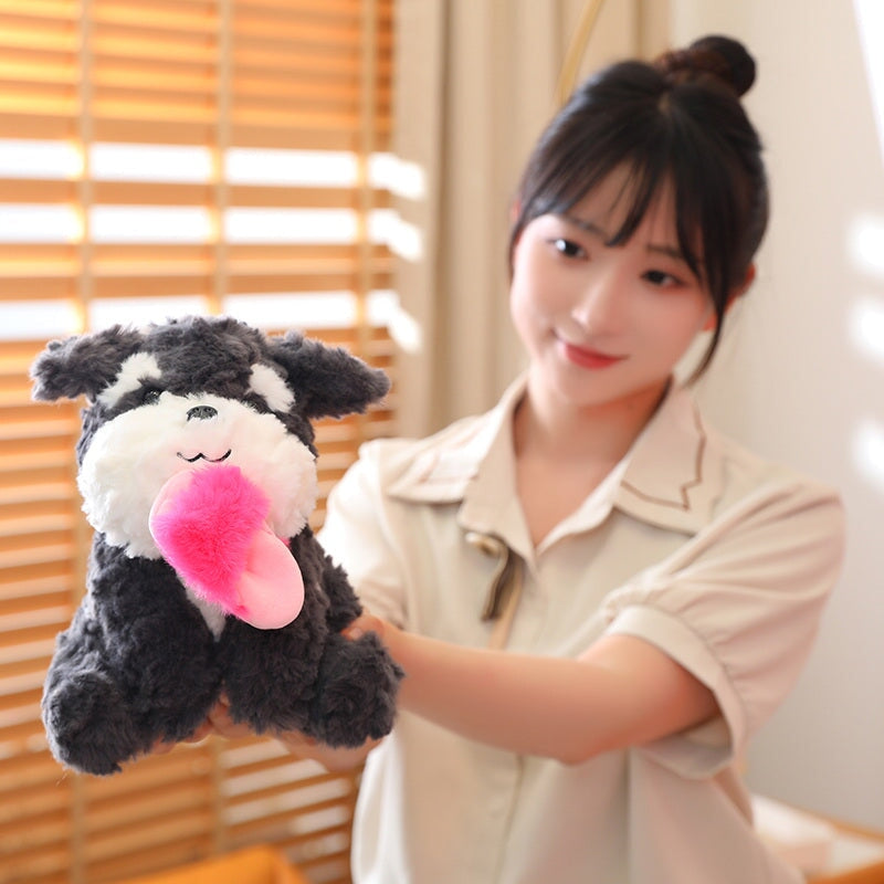 Brehn | Kawaii Sooty der schwarze flauschige Hund mit Schluffi-Plüschtier
