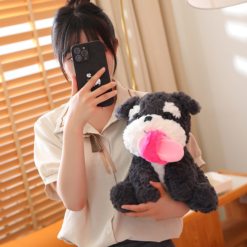 Brehn | Kawaii Sooty der schwarze flauschige Hund mit Schluffi-Plüschtier