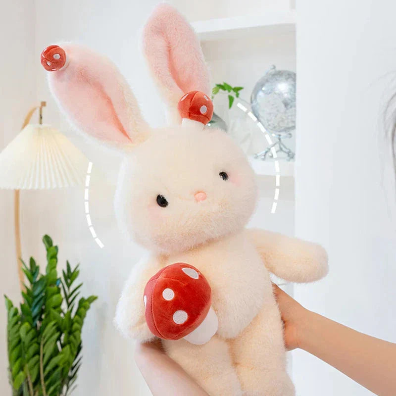 Brehn | Kawaii Weißer Kaninchen-Pilz Plüsch