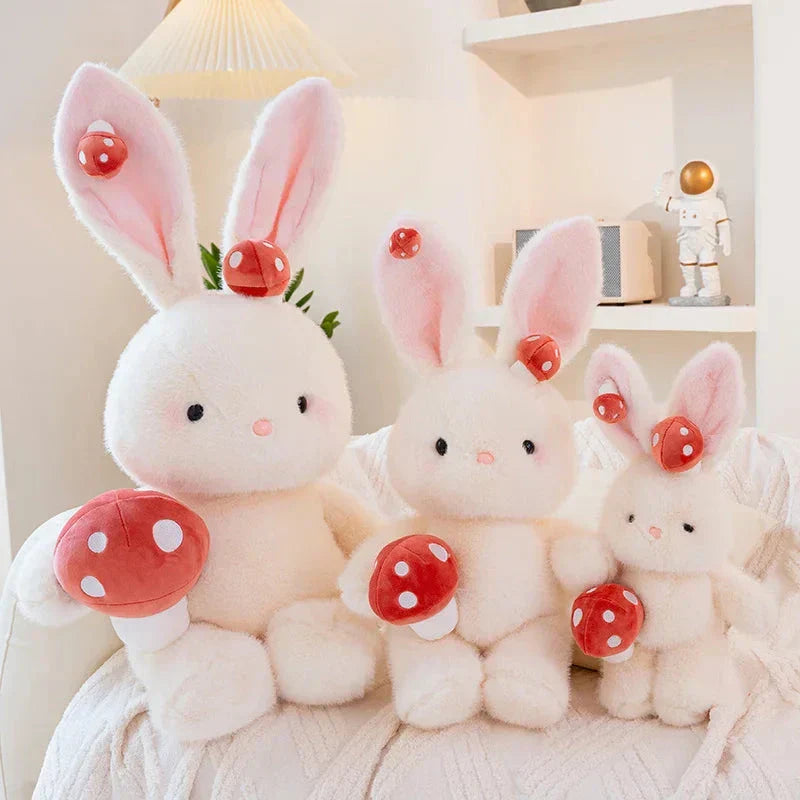 Brehn | Kawaii Weißer Kaninchen-Pilz Plüsch
