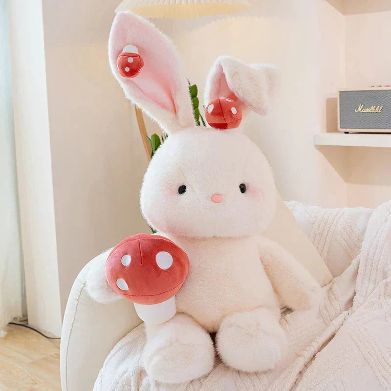 Brehn | Kawaii Weißer Kaninchen-Pilz Plüsch