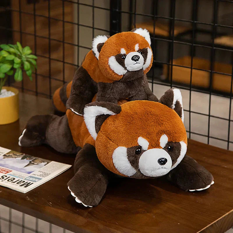 Brehn | Liegender Flauschiger Roter Panda Lebensechter Plüschspielzeug