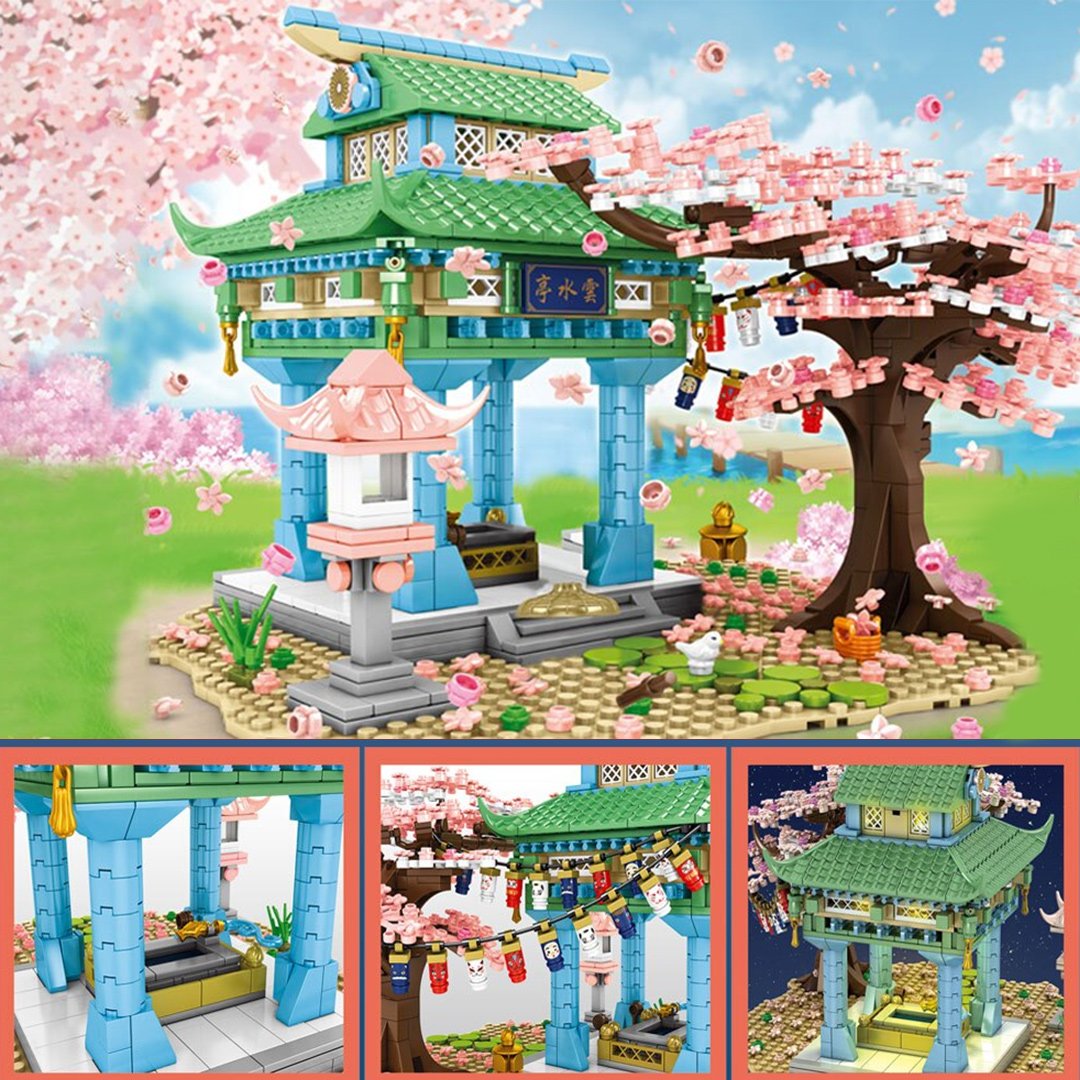 Brehn | Leuchte Romantisches Japanisches Hakone-Schrein mit Sakura-Baum-Bausätzen