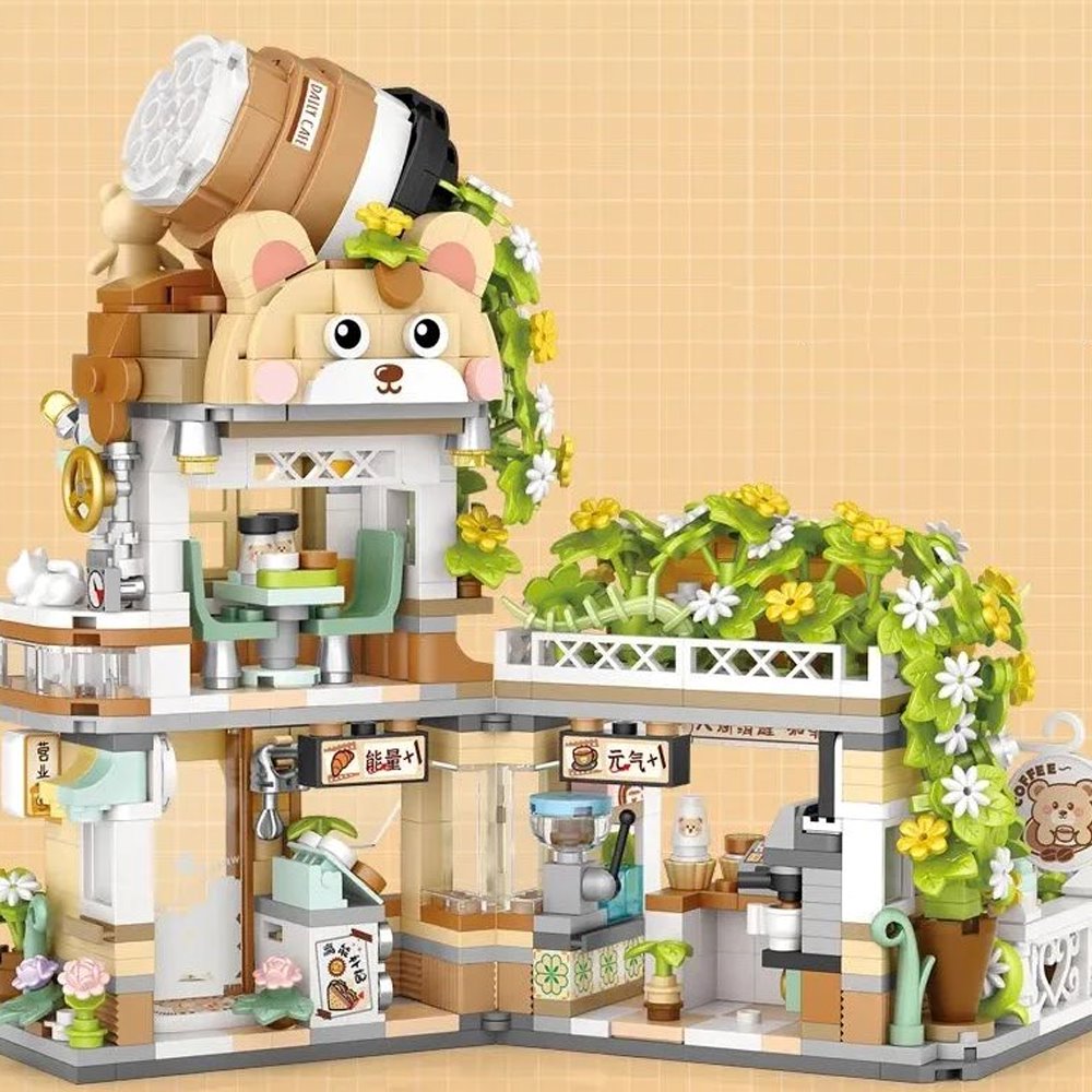 Brehn | Panda und Braunbär Tee Cafés Mikro-Bau-Set Kollektion