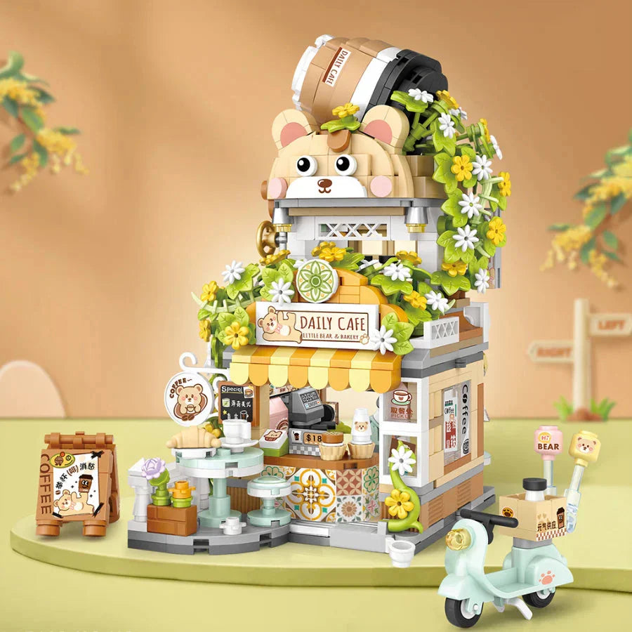 Brehn | Panda und Braunbär Tee Cafés Mikro-Bau-Set Kollektion