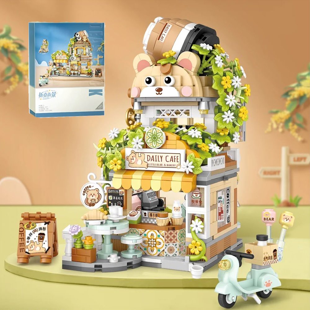 Brehn | Panda und Braunbär Tee Cafés Mikro-Bau-Set Kollektion
