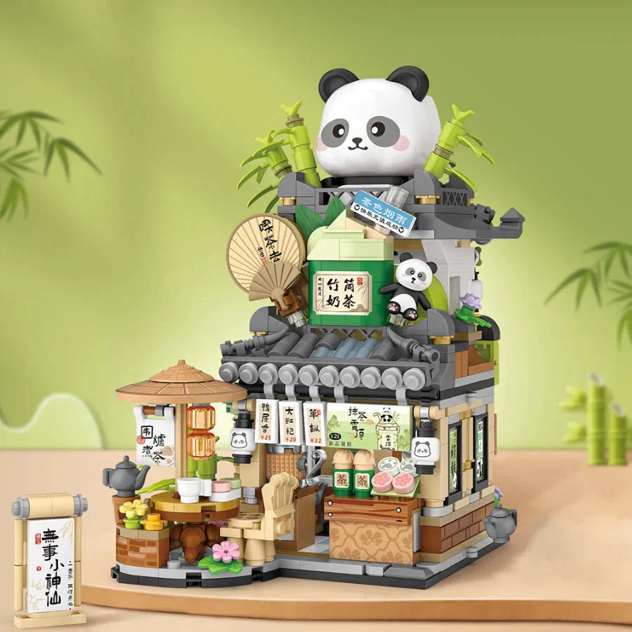 Brehn | Panda und Braunbär Tee Cafés Mikro-Bau-Set Kollektion