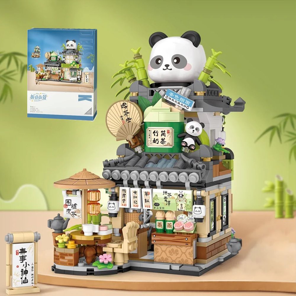 Brehn | Panda und Braunbär Tee Cafés Mikro-Bau-Set Kollektion