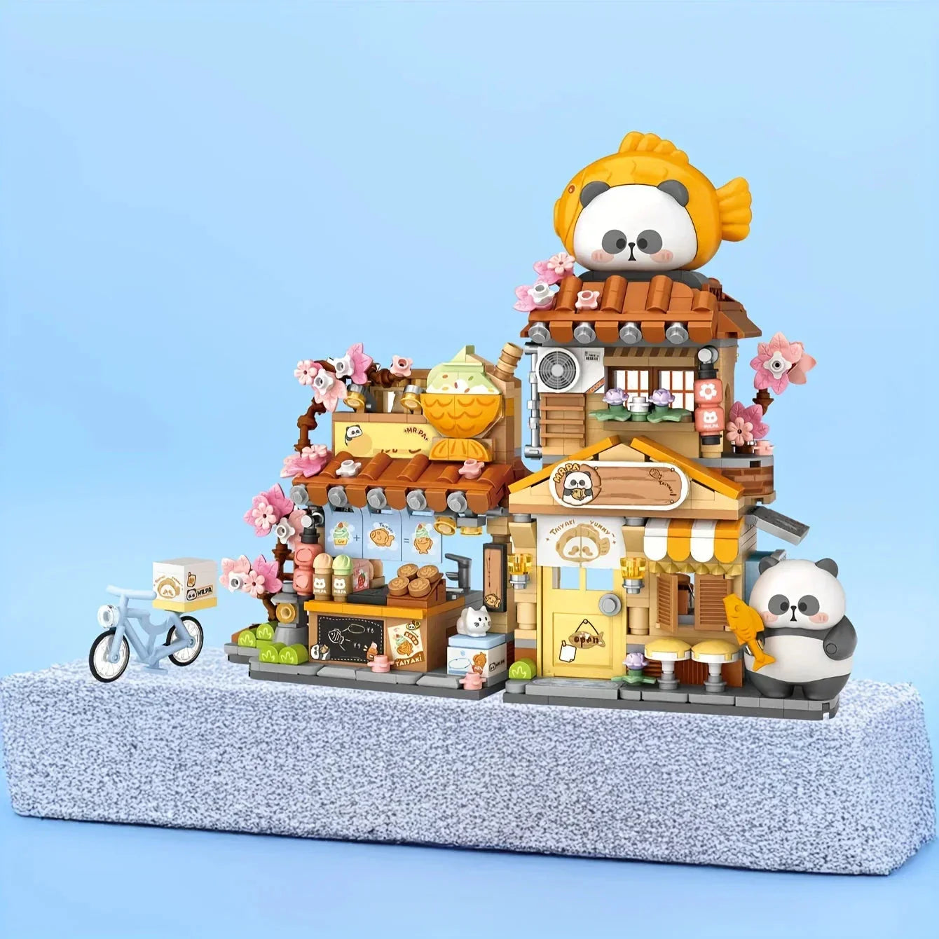Brehn | Panda Taiyaki Flower Cafés Faltbares Mikro-Bausatz-Kollektion