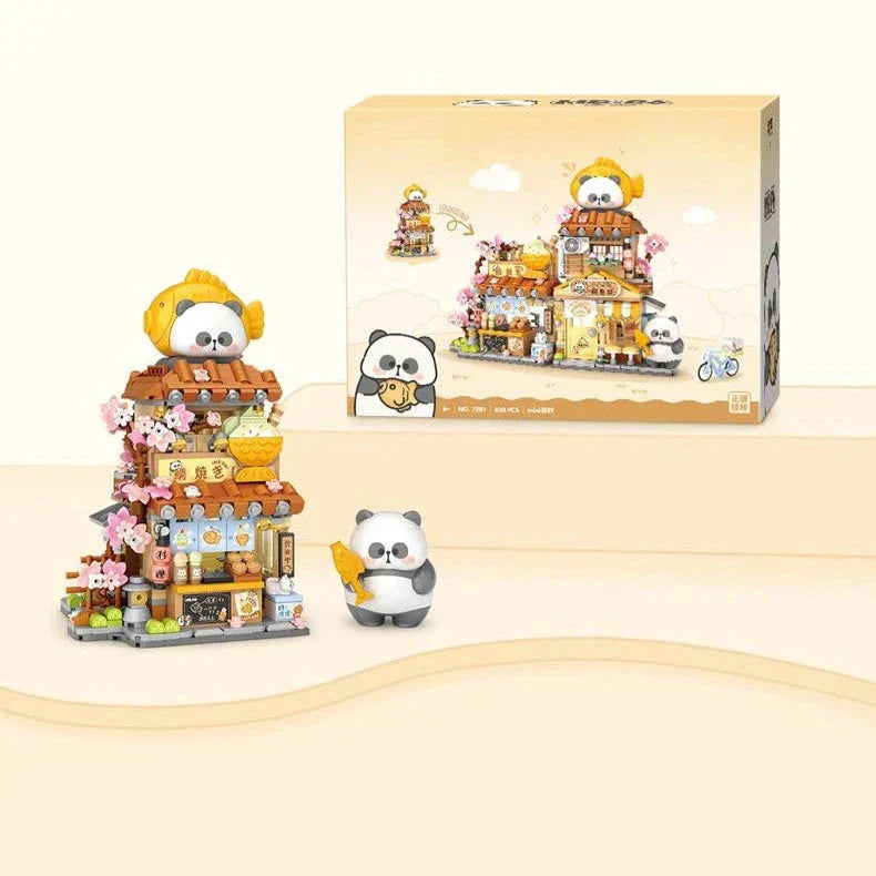 Brehn | Panda Taiyaki Flower Cafés Faltbares Mikro-Bausatz-Kollektion