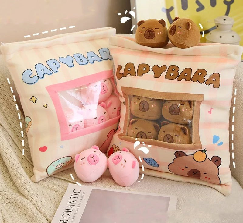 Brehn | Pink Brown Capybara Candy Bag Plüschtiere