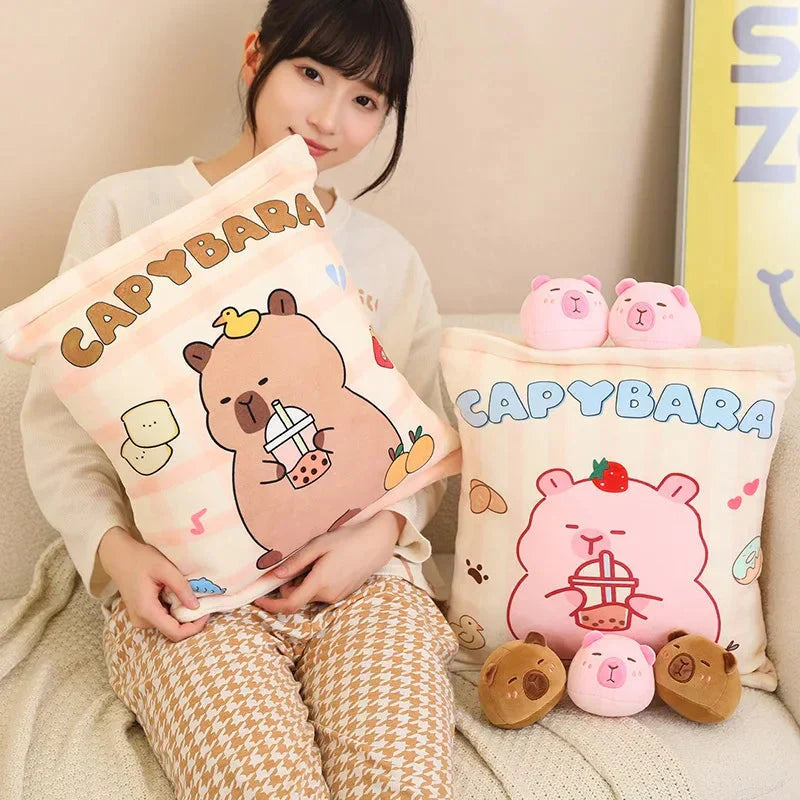 Brehn | Pink Brown Capybara Candy Bag Plüschtiere