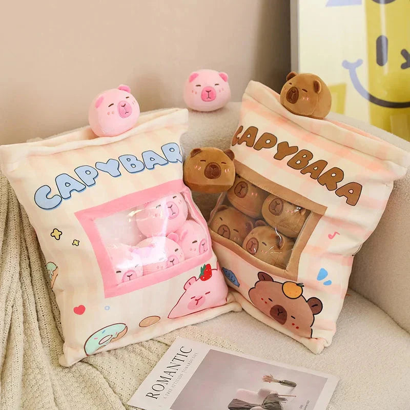 Brehn | Pink Brown Capybara Candy Bag Plüschtiere