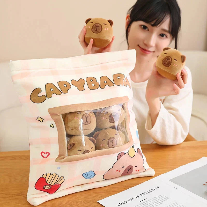 Brehn | Pink Brown Capybara Candy Bag Plüschtiere