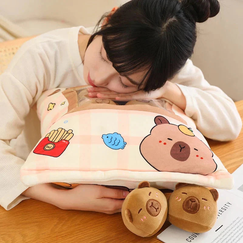 Brehn | Pink Brown Capybara Candy Bag Plüschtiere