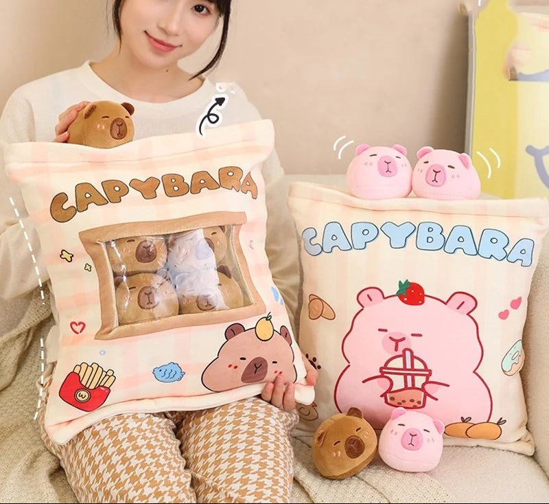 Brehn | Pink Brown Capybara Candy Bag Plüschtiere