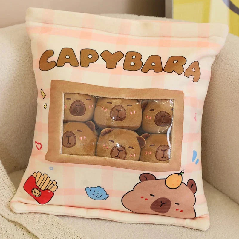 Brehn | Pink Brown Capybara Candy Bag Plüschtiere