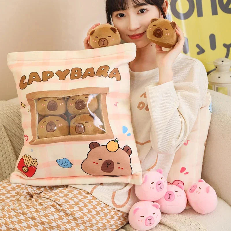 Brehn | Pink Brown Capybara Candy Bag Plüschtiere
