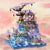 Brehn | Lila Sakura Floating Pavilion Wasserfall Insel Nano Baukasten