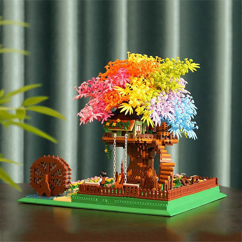 Brehn | Regenbogen Sakura Baumhaus Licht Nano Bauklötze