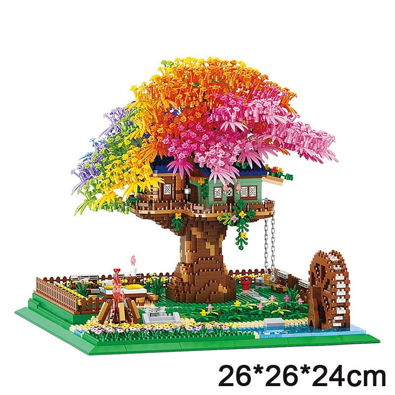 Brehn | Regenbogen Sakura Baumhaus Licht Nano Bauklötze