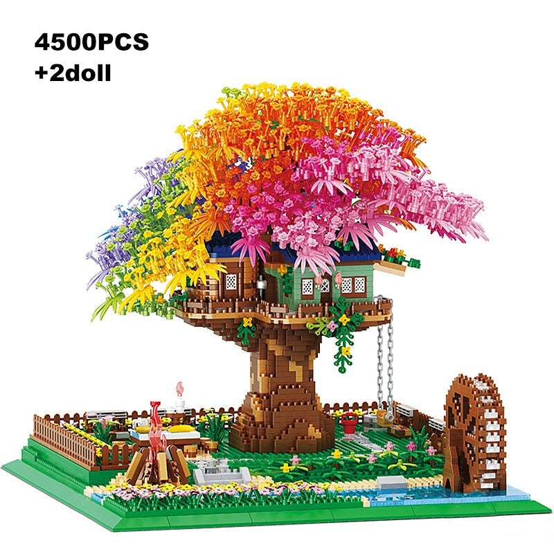 Brehn | Regenbogen Sakura Baumhaus Licht Nano Bauklötze