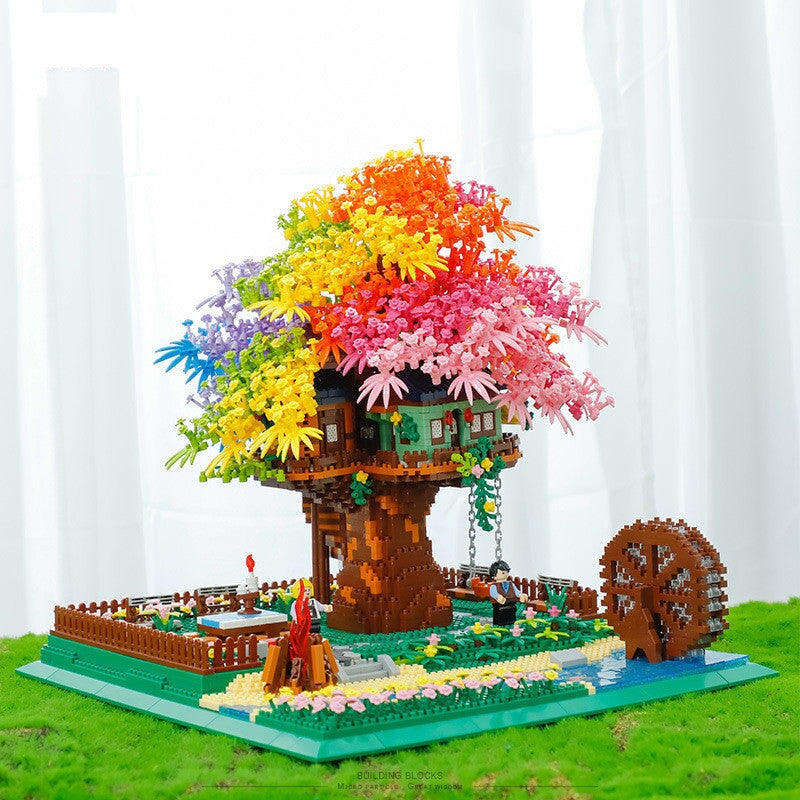 Brehn | Regenbogen Sakura Baumhaus Licht Nano Bauklötze