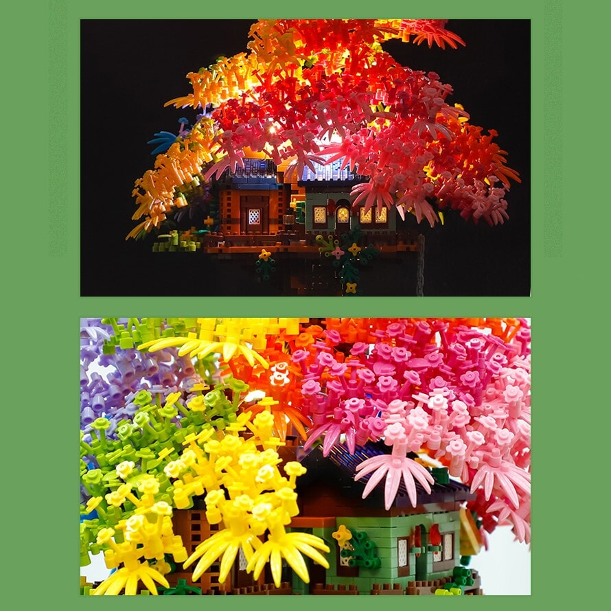 Brehn | Regenbogen Sakura Baumhaus Licht Nano Bauklötze