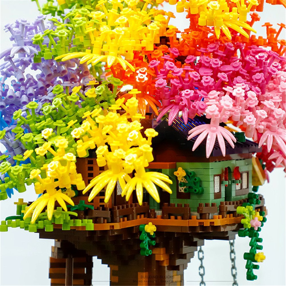 Brehn | Regenbogen Sakura Baumhaus Licht Nano Bauklötze