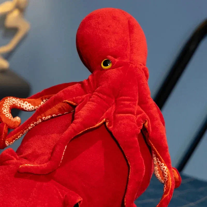 Brehn | Rote lebensechte Oktopus-Plüschfigur
