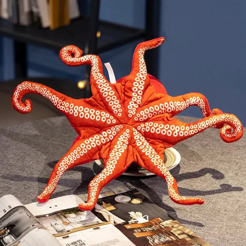 Brehn | Rote lebensechte Oktopus-Plüschfigur