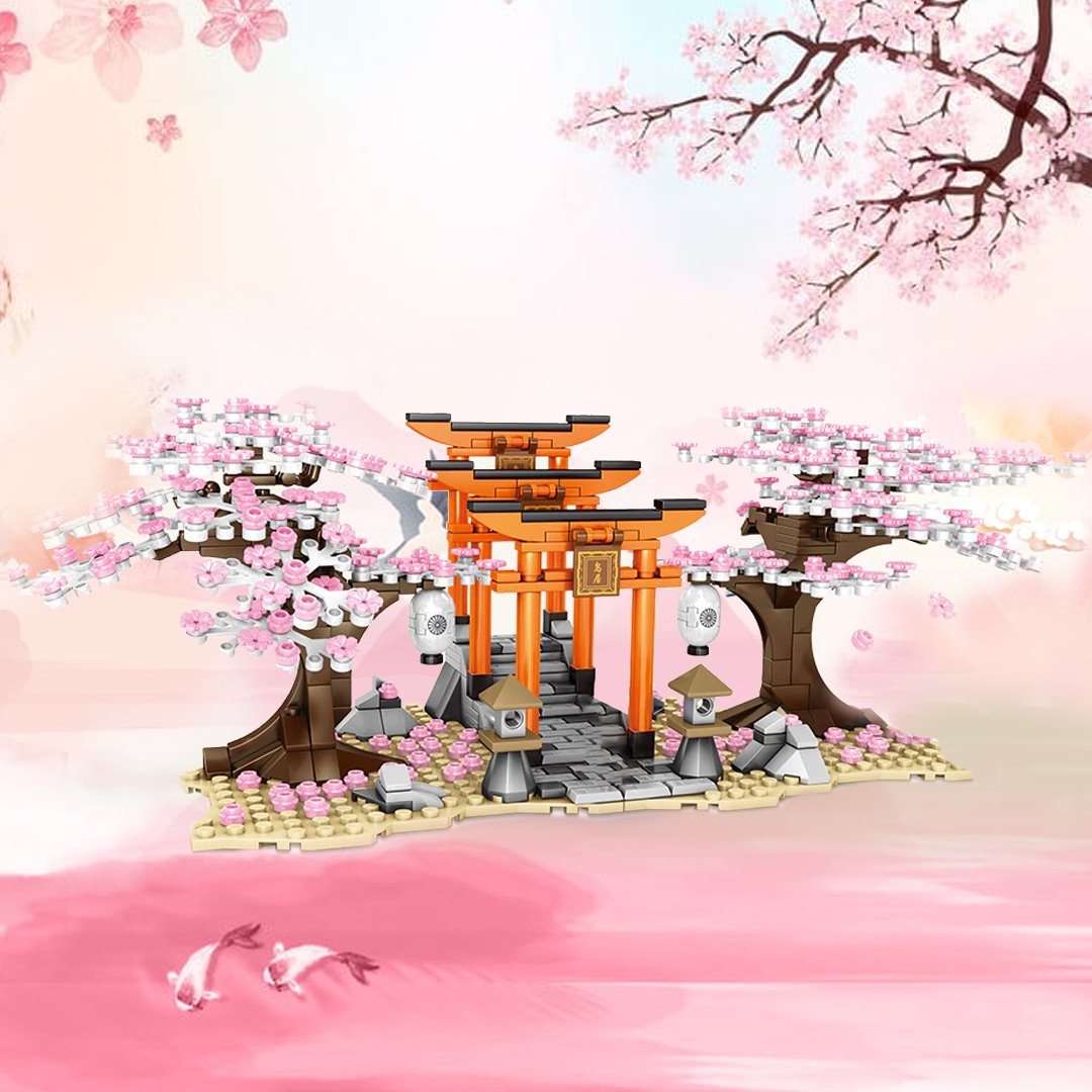 Brehn | Romantische japanische Torii-Tore Kirschblütenbäume Baukästen | Sonderausgabe