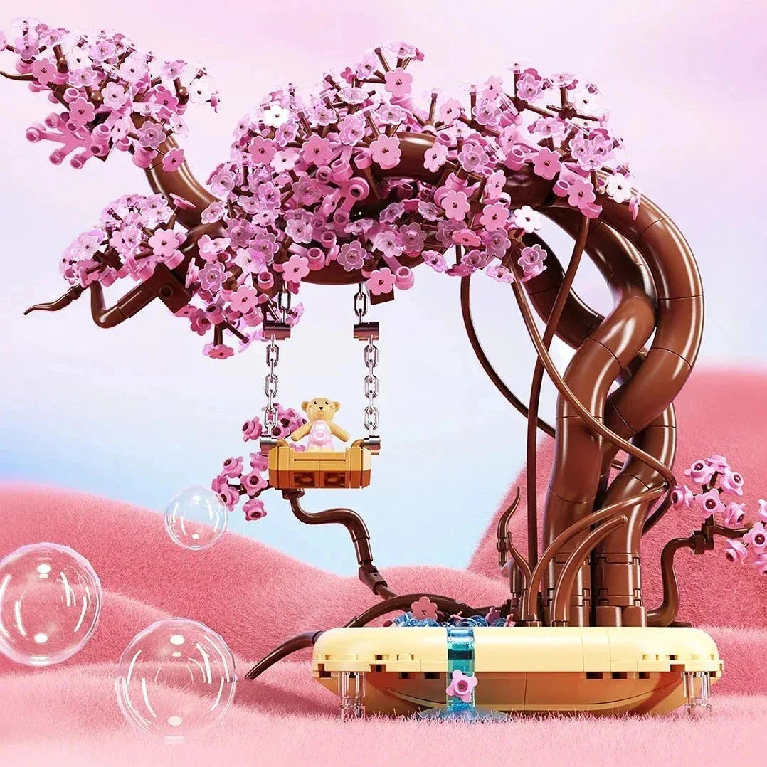 Brehn | Romantischer Sakura Bär Schaukelbaum Mikro Bauklötze