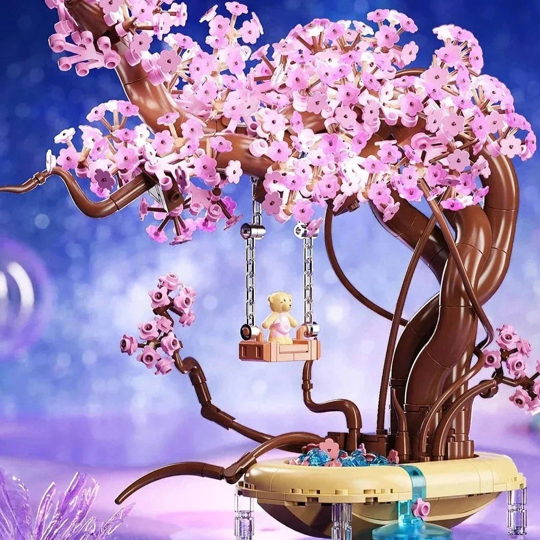 Brehn | Romantischer Sakura Bär Schaukelbaum Mikro Bauklötze