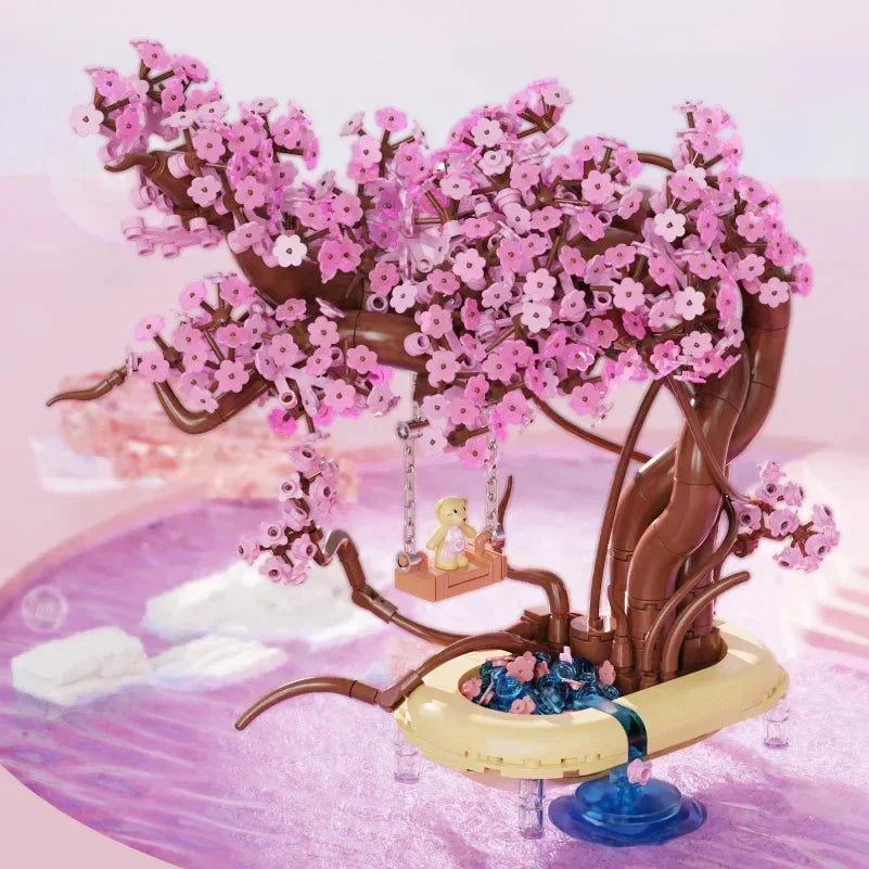 Brehn | Romantischer Sakura Bär Schaukelbaum Mikro Bauklötze