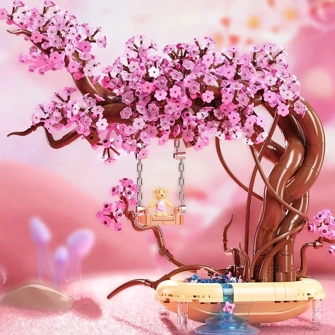 Brehn | Romantischer Sakura Bär Schaukelbaum Mikro Bauklötze