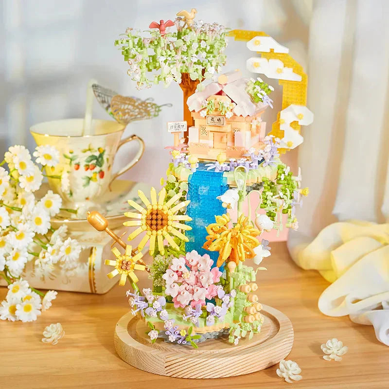 Brehn | Romantische Wasserfall Obstgarten Villa Micro Bausteine mit Licht
