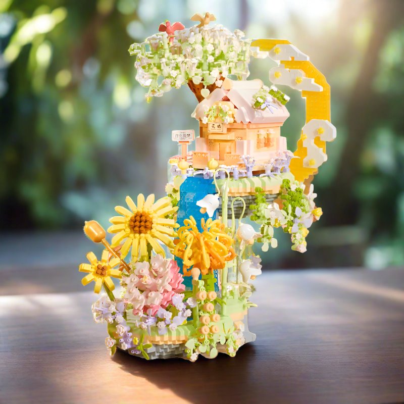 Brehn | Romantische Wasserfall Obstgarten Villa Micro Bausteine mit Licht