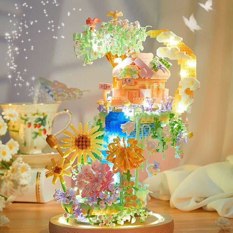 Brehn | Romantische Wasserfall Obstgarten Villa Micro Bausteine mit Licht