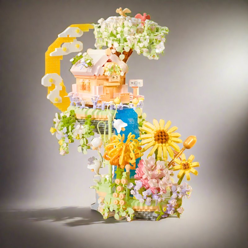 Brehn | Romantische Wasserfall Obstgarten Villa Micro Bausteine mit Licht