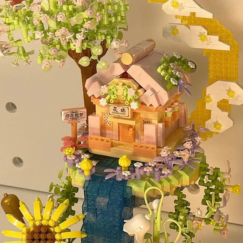Brehn | Romantische Wasserfall Obstgarten Villa Micro Bausteine mit Licht