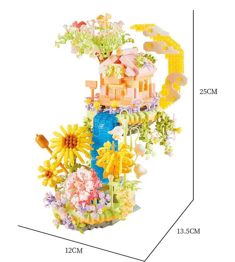 Brehn | Romantische Wasserfall Obstgarten Villa Micro Bausteine mit Licht