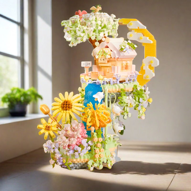 Brehn | Romantische Wasserfall Obstgarten Villa Micro Bausteine mit Licht