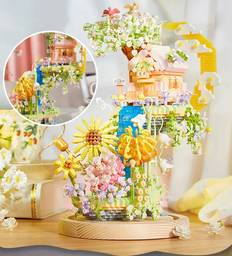 Brehn | Romantische Wasserfall Obstgarten Villa Micro Bausteine mit Licht