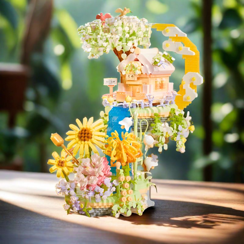 Brehn | Romantische Wasserfall Obstgarten Villa Micro Bausteine mit Licht