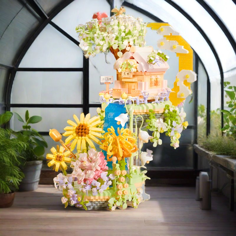 Brehn | Romantische Wasserfall Obstgarten Villa Micro Bausteine mit Licht