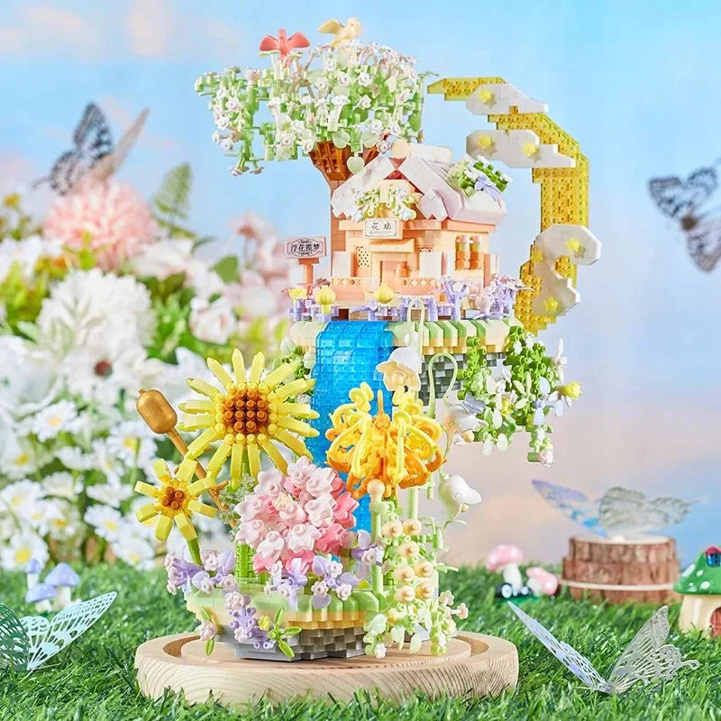 Brehn | Romantische Wasserfall Obstgarten Villa Micro Bausteine mit Licht