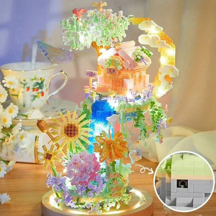 Brehn | Romantische Wasserfall Obstgarten Villa Micro Bausteine mit Licht